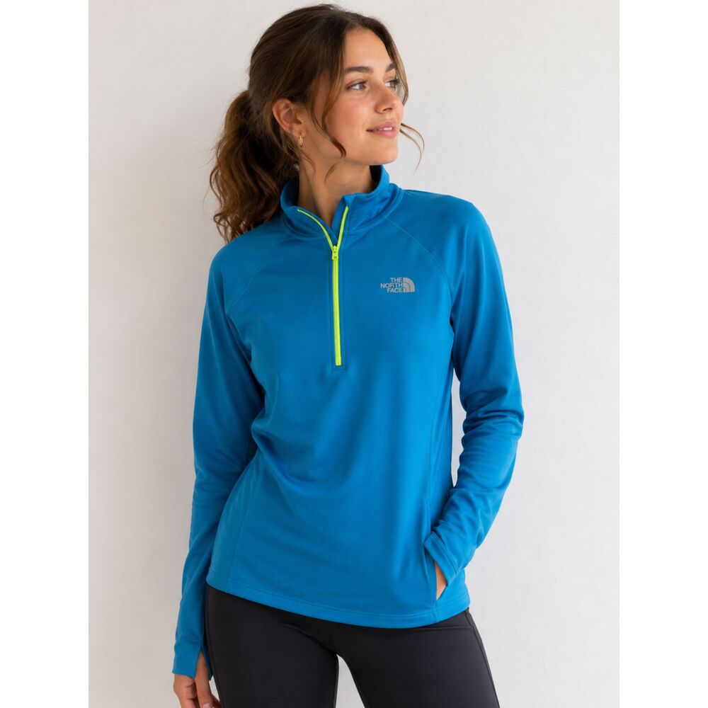The North Face FlashDry 1/4 Zip Pullover Blue Women's Small Athletic Top